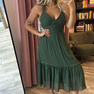 Elegant Green Halter Dress